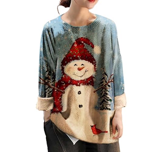 Weihnachten Pullover Damen Langarm Sweatshirt Elegant Basic Weihnachtspullover Casual Locker Rundhals Pulli Bequem Weich Modische Top Klassischer Freizeitpullover Für Winter von Generisch