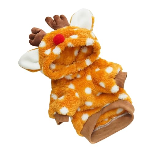 Weihnachts-Elch-Welpen-Outfit, Weihnachts-Hundekleidung,Hund Elch Cosplay Kleidung Fleece Weihnachtskostüm | Kleine und mittelgroße Hunde-Outfits für kaltes Wetter, warm für Maskerade, Ausflüge von Generisch