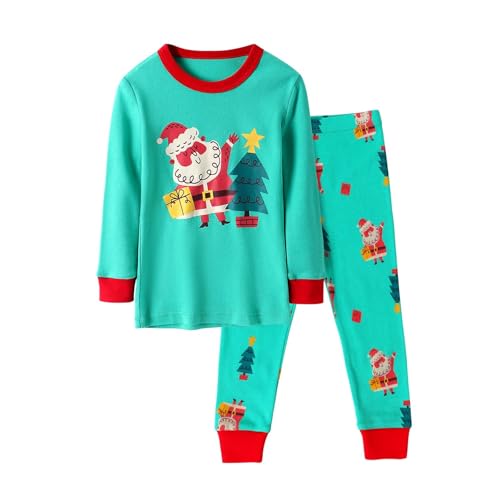 Weihnachts Schlafanzug Kinder Unisex Jungen Mädchen Weihnachten Nachtwäsche Langarm Christmas Pyjama Set Atmungsaktive Weich Rundhalsausschnitt Hauskleidung 2-12 Jahre von Generisch