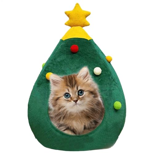 Weihnachtsbaum-Katzenhausbett – gemütliches Haustierhaus für Katzen, Kätzchen & Kleintiere | Tragbares Indoor-Haustierzelt, Urlaubskatzenhöhle Nest für Katzen, Hunde & kleine Haustiere von Generisch