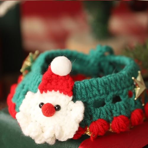 Weihnachtshalsbänder für Katzen und Hunde, gehäkelte Katzenhalsbänder, Katzenliebhaber, Weihnachten, handgefertigte gestrickte Halsbänder, Haustierzubehör, geflochtene Hundehalsband (C, 20.00) von Generisch