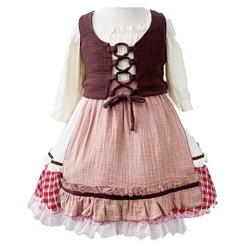 Weihnachtsoutfit Mädchen Lolita Langarm Kleid Rotkäppchen Umhang Weihnachtskleid Pastoralstil Kinderkleidung Französische Kleider Halloween Kinderkostüme von Generisch