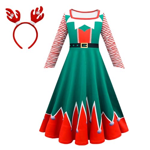 Weihnachtsoutfit Mädchenkleidung Set Mädchen Rockanzug, Weihnacht Cosplay Zweiteiler Haarschmuck Prinzessin Kleid Mädchen Weihnachtskleid Kinder Kleider Weihnachtskleidung von Generisch