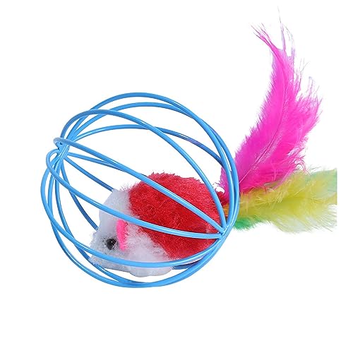 Welpen Hundespielzeug Haustier-Katzenspielzeug, lustiger Mäuse-Ballkäfig, interaktives Spielspielzeug, des pelzigen Katzenspielzeugs (Blue, One Size) von Generisch