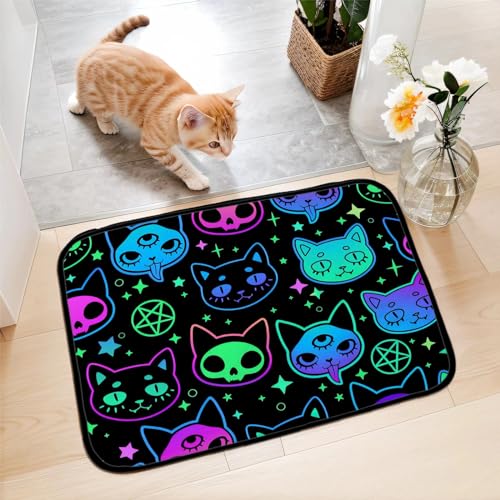 Willkommensmatte Hund, niedliche Katzen, waschbare Fußmatten, für den Innenbereich, Matte für Hundenäpfe, für den Eingangsbereich zu Hause (88,9 x 68,6 cm) von Generisch