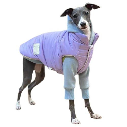 Winter-Hundemantel für kleine, mittelgroße und große Hunde – winddicht, warme Weste, Kapuzen-Sweatshirt für kaltes Wetter, ideal für Windhunde und Whippet-Rassen von Generisch