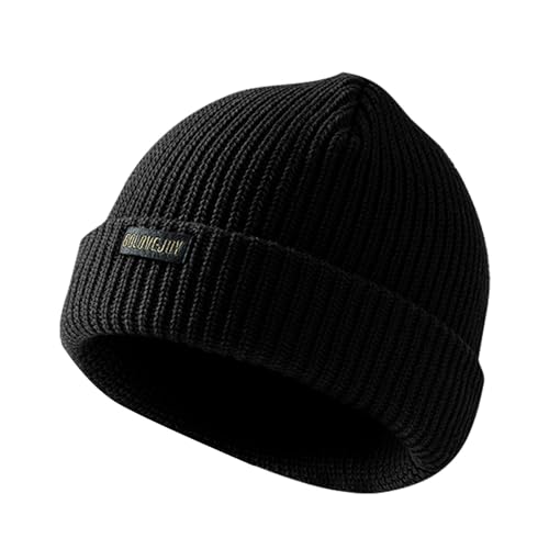 Wintermütze Damen Schwarz Innenfutter Gefütterte Strickmütze Thermomütze Mode Komfortabel Outdoor Sportmütze Stretchy Warme Dickem Plüschmütze Wintermütze Für Frühling Winter von Generisch