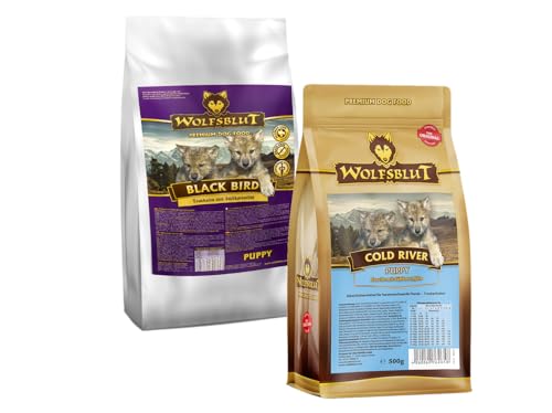 Wolfsblut Puppy Multipack 2 x 500g | Black Bird 500g & Cold River 500g | Trockenfutter für heranwachsende Hunde | Getreidefrei mit Truthahn & Forelle | Probierpaket von Generisch