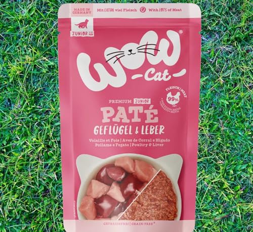 Wow Cat Junior Paté | Kitten Premium Nassfutter | 12 Beutel je 125g | (125 g (12er Pack), Geflügel & Leber) von Generisch