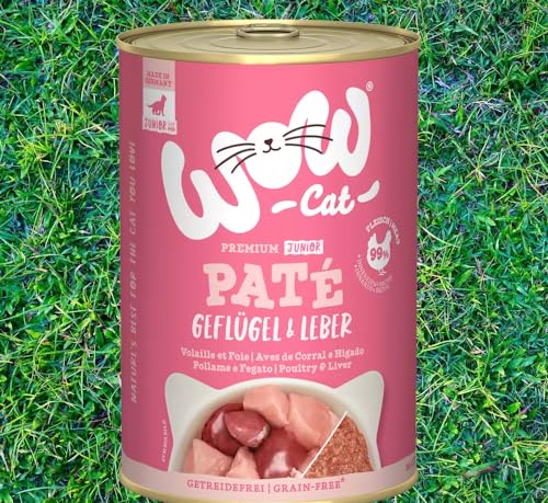 Wow Cat Junior Paté | Kitten Premium Nassfutter | 6 Dosen | (400 g (6er Pack), Geflügel & Leber) von Generisch