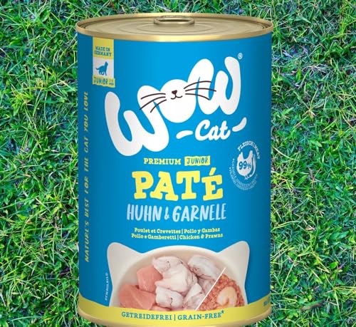 Wow Cat Junior Paté | Kitten Premium Nassfutter | 6 Dosen | (400 g (6er Pack), Huhn & Garnele) von Generisch