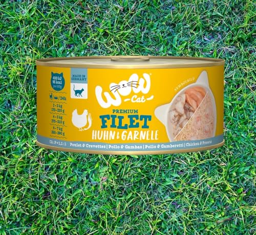 Wow Cat | Katzen Premium Nassfutter | Filet in der Dose | (70 g (12er Pack), Huhn & Garnele) von Generisch