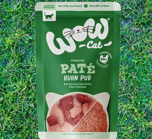 Wow Cat Paté | Katzen Premium Nassfutter | 12 Beutel je 125g | (125 g (12er Pack), Huhn pur) von Generisch