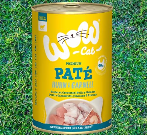 Wow Cat Paté | Katzen Premium Nassfutter | 6 Dosen | (400 g (6er Pack), Huhn & Garnele) von Generisch