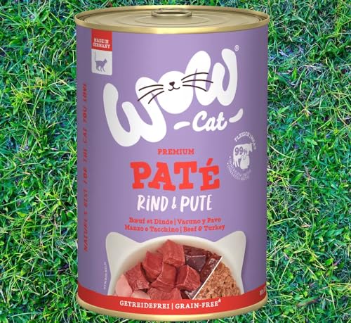 Wow Cat Paté | Katzen Premium Nassfutter | 6 Dosen | (400 g (6er Pack), Rind & Pute) von Generisch