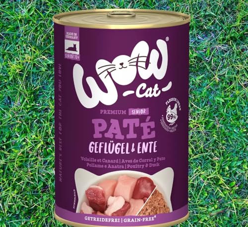 Wow Cat Senior Paté | Katzen Premium Nassfutter | 6 Dosen | (400 g (6er Pack), Geflügel & Ente) von Generisch