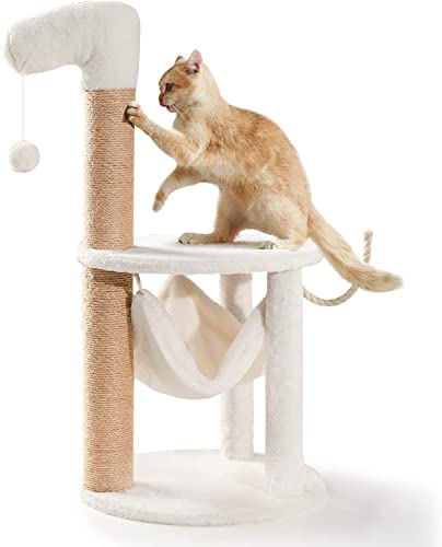 Wuudi 34" Katzenbaum für Indoor Katzen, Katzenbäume und Türme für Katzen mit Cat Condo, Sisal Kratzbaum, geräumige Barsch, Sprungplattform, Kratzbrett und hängender Ball (Dark Grey) von Generisch