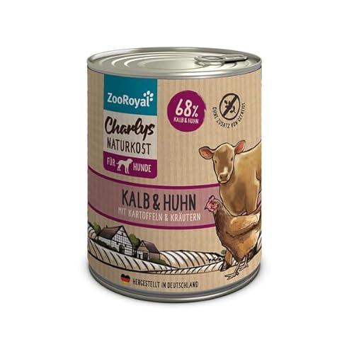 ZooRoyal Charlys Naturkost Kalb, Huhn, Kartoffeln & Kräuter 6x800g nassfutter katzenfutter futtermittel multipack Natur von Generisch