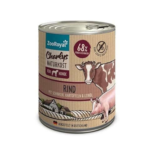 ZooRoyal Charlys Naturkost Rind, Schinken, Kartoffeln & Leinöl 6x800g katzenfutter nassfutter futtermittel multipack nass von Generisch