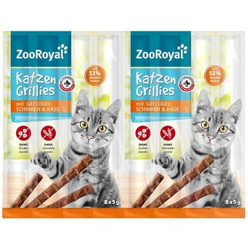 ZooRoyal Katzen-Grillies mit Geflügelschinken & Käse 96x5g katzenfutter katzensnack trockenfutter Multipack von Generisch