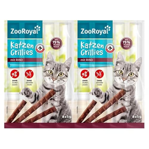 ZooRoyal Katzen-Grillies mit Rind 96x5g katzenfutter katzensnack trockenfutter Multipack von Generisch