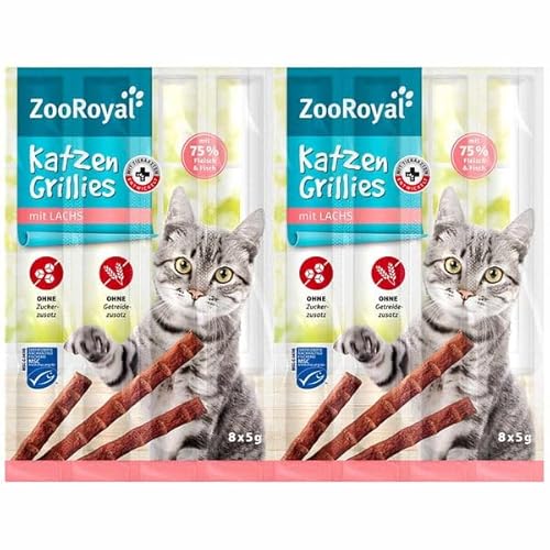 ZooRoyal Katzen-Grillies mit Lachs 96x5g katzenfutter katzensnack trockenfutter multipack von Generisch