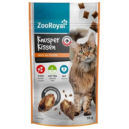 ZooRoyal Katzen Knusperkissen reich an Huhn 8x70g trockenfutter katzensnack multipack von Generisch