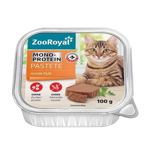 ZooRoyal Katzen Monoprotein Pastete Huhn Pur 32x100g nassfutter katzenfutter multipack von Generisch