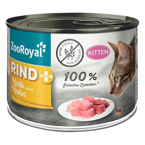 ZooRoyal Rind,Kalb und Huhn + Kitten 6x200g nassfutter katzenfutter alleinfuttermittel von Generisch