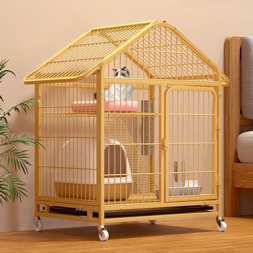 Zusammenklappbarer Katzenkäfig für 1–3 Katzen – Indoor DIY Katzenhütte mit abnehmbaren Haustierzwingern und Rädern von Generisch