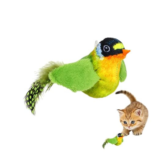 Zwitschern Vogel Katzenspielzeug, Plüsch Zwitschern Katzenspielzeug, flatternde Katzenspielzeug, Zwitschern Vogel für Bewegung, Katzen zum Alleinspielen Kätzchen von Generisch