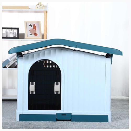 wasserdichte Hundehöhle,Winddichte Hundehütte,abnehmbares Hundebett, universelle Hundehütte für den Innen- und Außenbereich,Haustierhaus kleine Hunde bis 60 cm (Blau, 88 * 74 * 61.1cm) von Generisch