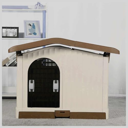 wasserdichte Hundehöhle,Winddichte Hundehütte,abnehmbares Hundebett, universelle Hundehütte für den Innen- und Außenbereich,Haustierhaus kleine Hunde bis 60 cm (braun, 88 * 74 * 61.1cm) von Generisch