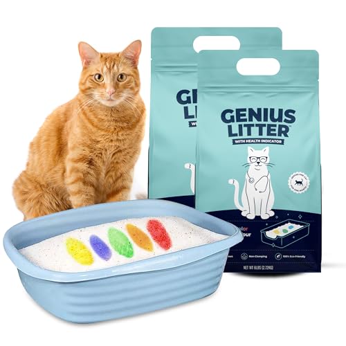 Alpha Paw Geniales Katzenstreu mit 5-farbigem Gesundheitsindikator, Nicht klumpend, leichte Kieselgel-Kristalle (5,4 kg) von Genius Litter