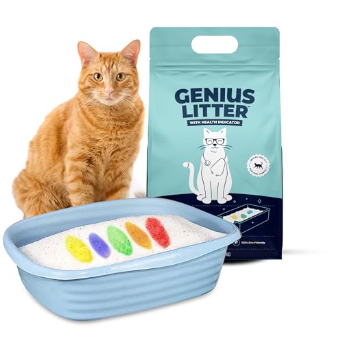 Alpha Paw - Genius Katzenstreu, 5-Farbiger Gesundheitsindikator, geruchsbeseitigend, antihaftbeschichtet, leichte Kristalle, Nicht klumpend, hohe Saugfähigkeit, geruchlos, 2,7 kg von Genius Litter