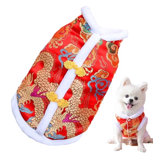 Geonoy Chinesisches Neujahrskostüm, Neujahrskostüm, chinesischer Drachenmantel, Neujahrsanzug, weiches Haustier-Neujahrskostüm, Haustier-Cosplay-Kostüm für Katzen und Hunde von Geonoy