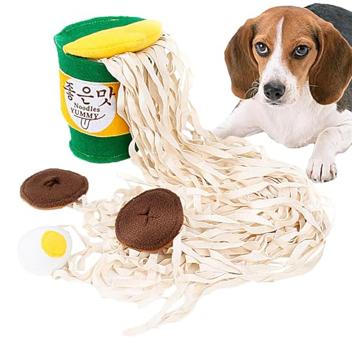 Geonoy Plüsch-Hundespielzeug, stilvolle Ramen-Nudeltasse, Leckerli-Dosierspielzeug, interaktives und waschbares Plüschfutter, Versteck- und Schnüffelspielzeug für Leckerlis von Geonoy