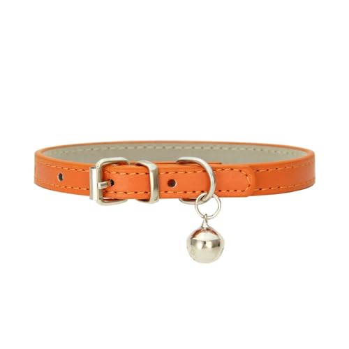 Hundehalsband aus PU-Leder, Haustierzubehör, Welpen, Mops, Hundehalsbänder, kleine große Hunde (Farbe: Orange, Größe: 1,0 cm, 25 cm) von GerRit