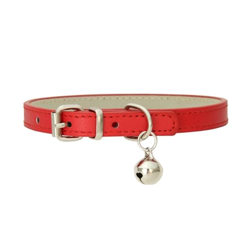 Hundehalsband aus PU-Leder, Haustierzubehör, Welpen, Mops, Hundehalsbänder, kleine große Hunde (Farbe: Rot, Größe: 1,0 cm, 25 cm) von GerRit