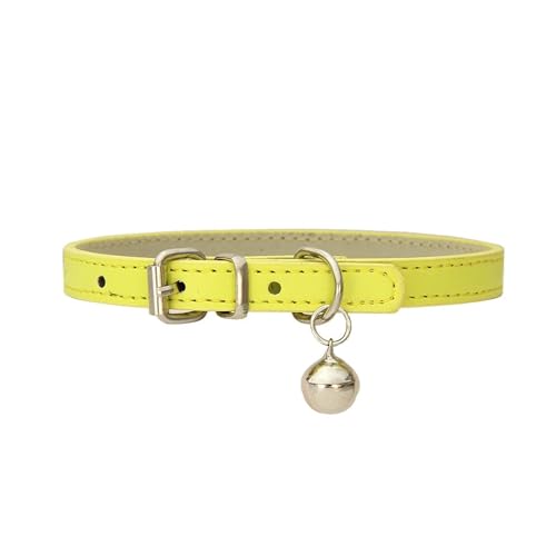 Hundehalsband aus PU-Leder, Haustierzubehör, Welpen, Mops, Hundehalsband, kleine große Hunde (Farbe: Gelb, Größe: 1,0 cm, 30 cm) von GerRit