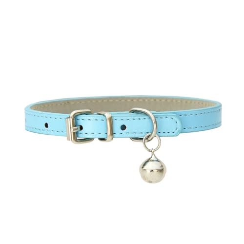Hundehalsband aus PU-Leder, Haustierzubehör, Welpen, Mops, Hundehalsband, kleine große Hunde (Farbe: Himmelblau, Größe: 1,0 cm, 25 cm) von GerRit