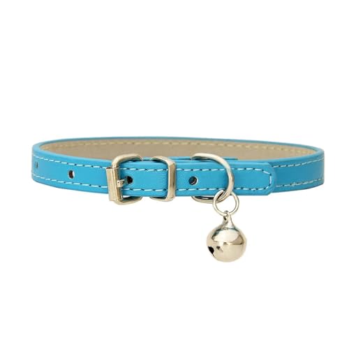 Hundehalsband aus PU-Leder, Haustierzubehör, Welpen, Mops, Hundehalsband, kleine große Hunde (Farbe: Seeblau, Größe: 1,5 cm, 37 cm) von GerRit