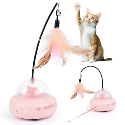 Gerbala Katzenspielzeug, Elektrisch Interaktives Katzenspielzeug, Katzenspielzeug Selbstbeschäftigung, Katzenspielzeug Elektrisch Automatisch, USB Wiederaufladbar Katzen Teaser (Rosa) von Gerbala