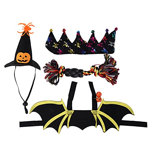 Halloween-Katzenkostüm, Leichtes 4-teiliges Halloween-Haustier-Kostüm-Set für Cosplay-Party-Dekoration für Katzen-Hund(L) von Germerse