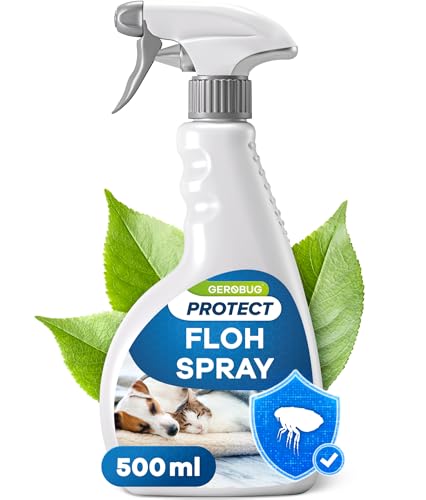 Flohspray für Wohnung und Möbel 500 ml - Effektives Mittel gegen Flöhe bei Hunden und Katzen - Starke Alternative zu Fogger gegen Flöhe - Mit Sofort und Langzeitschutz, hochwirksam & laborgeprüft von Gerobug