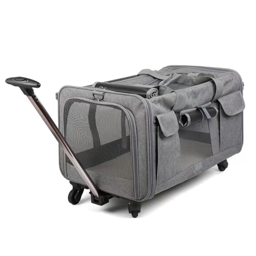 Gerrit transportbox Katze katzentransportbox transportbox Hund katzenrucksack große Katzen Abnehmbaren Trolley für Katze/Hund, Tragetasche mit Rollen für 2 Katzen/Hunde, Super Belüftetes Design, von Gerrit