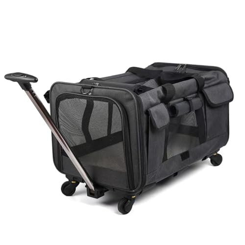 Gerrit transportbox Katze katzentransportbox transportbox Hund katzenrucksack große Katzen Abnehmbaren Trolley für Katze/Hund, Tragetasche mit Rollen für 2 Katzen/Hunde, Super Belüftetes Design, von Gerrit