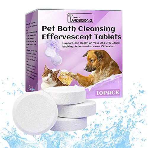 10 Pcs Shampoo-Tabletten für Haustiere | Automatische Haustierreiniger mit ätherischem Lavendelöl - Feuchtigkeitsspendendes Lavendel-Shampoo für riechende Hundewelpen Geruwam von Geruwam