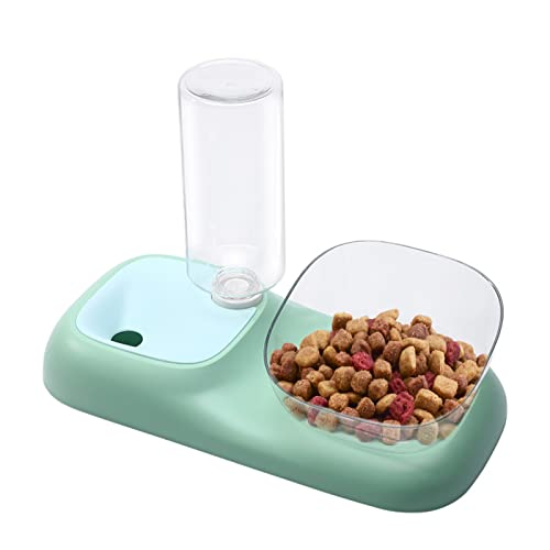 2 Pcs Automatische Katzenfutterautomaten,2-in-1 automatischer Wasserspender für Hunde - Wiederverwendbares Wasser- und Futternapf-Set mit automatischer Trinkflasche für kleine oder mittelgroße Geruwam von Geruwam