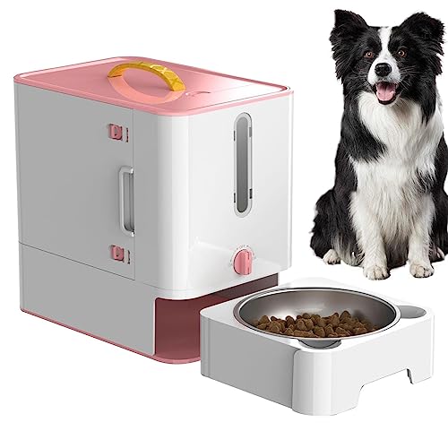 Automatischer Katzenfutterspender - 50L Automatischer Katzenfutterspender Anti-Rost Hundefutterspender mit Sicherheitsverriegelung Hundefutterspender mit Edelstahlnapf Haustier Snack Fütterung von Geruwam